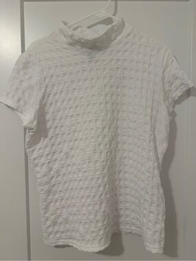 Joseph Ribkoff White Textured Bubble Mock Neck T-shirt Size 12 Women’s